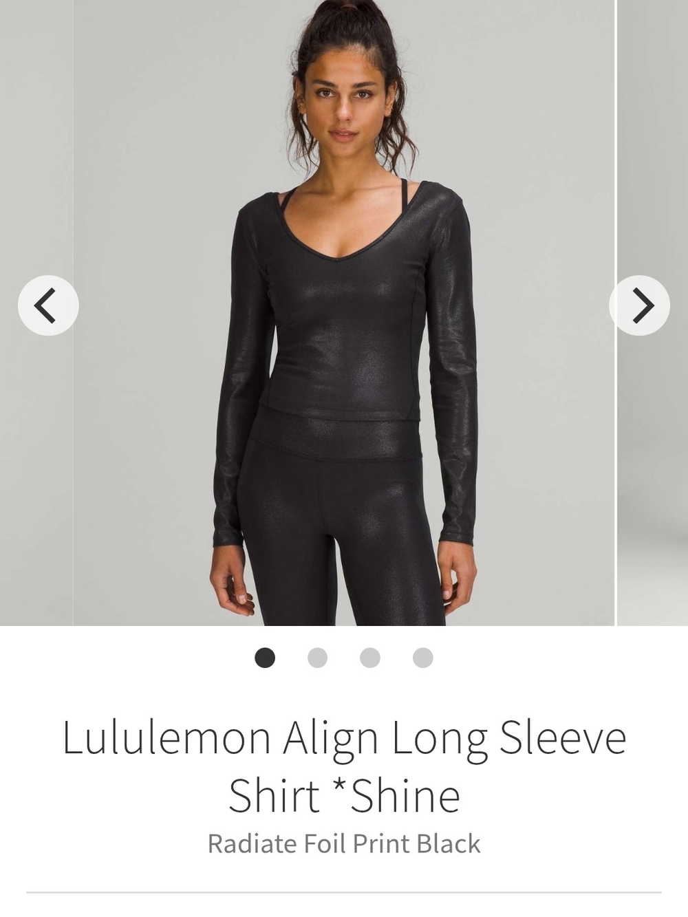 Lululemon Align Long Sleeve Shirt *Shine
Radiate Foil Print Black sz. 4